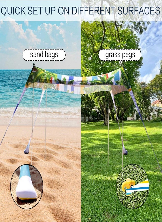 SUNWISHA Beach Tent Sun Shelter 10x10FT, Portable Shade Canopy UPF 50+, with 4 Aluminum Foldable Poles, Protection Beach Shade Canopy, Camping, Fishing, Picnics, Backyard Picnics - Image 5