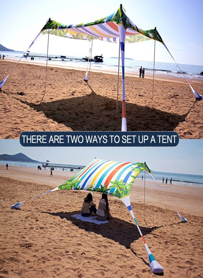 SUNWISHA Beach Tent Sun Shelter 10x10FT, Portable Shade Canopy UPF 50+, with 4 Aluminum Foldable Poles, Protection Beach Shade Canopy, Camping, Fishing, Picnics, Backyard Picnics - Image 3