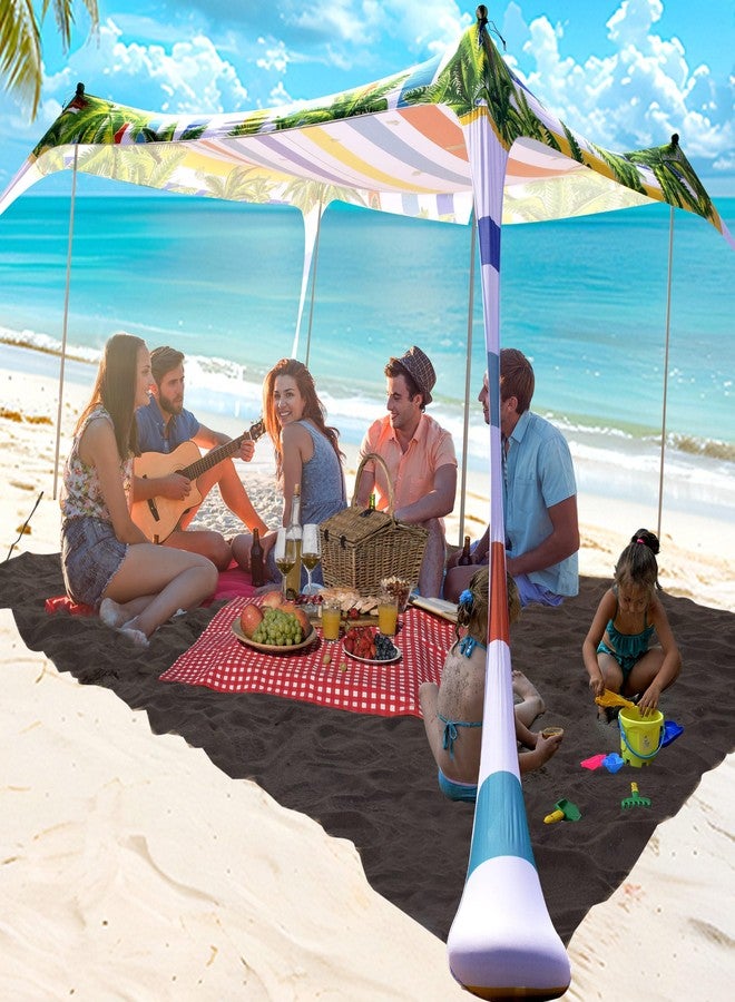 SUNWISHA Beach Tent Sun Shelter 10x10FT, Portable Shade Canopy UPF 50+, with 4 Aluminum Foldable Poles, Protection Beach Shade Canopy, Camping, Fishing, Picnics, Backyard Picnics - Image 1