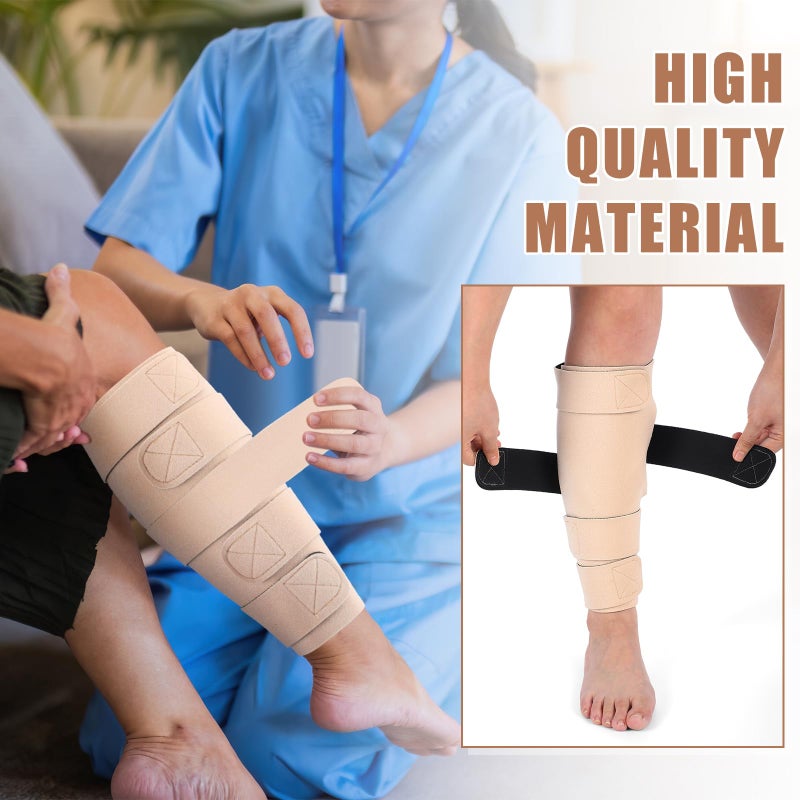 Croknit 2 Pcs Lymphedema Compression Leg Wraps Adjustable Lower Leg Cover up Medical Shin Splint Wrap for Heaviness Fatigue(Skin Color) - Image 3