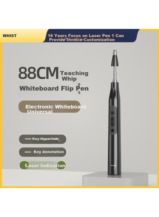 Whist While I6 Black Intelligent Page-turning Pen All-in Multimedia Laser Pointer Red Light Teaching Ppt Presenter Retractable Teaching Pointer Page-turning Suitable For Seewo Electronic Whiteboard Touch Writing Pe - Image 1
