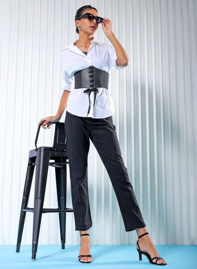 Women Straight Fit Laser Print High-Rise Jeans
