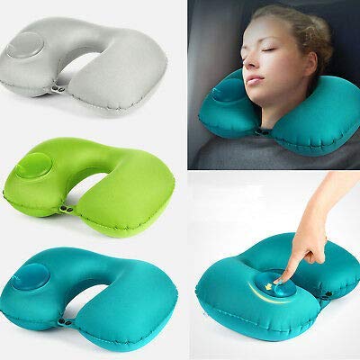 MSA MSA Portable Push Type Automatic Inflatable UShaped Pillow Neck Rest Travel Press Button Neck Pillow for Outdoor Travelling Multicolour  - Image 3