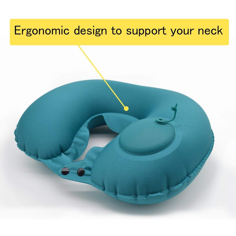 MSA MSA Portable Push Type Automatic Inflatable UShaped Pillow Neck Rest Travel Press Button Neck Pillow for Outdoor Travelling Multicolour  - Image 5