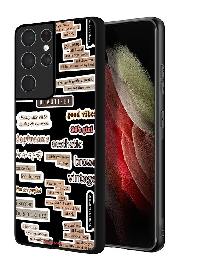 Tolwak غطاء حماية لجهاز سامسونج جالكسي S21 ألترا 5G مع ملصقات اقتباسات جميلة - Image 1