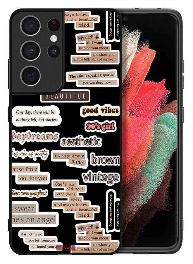 Tolwak غطاء حماية لجهاز سامسونج جالكسي S21 ألترا 5G مع ملصقات اقتباسات جميلة - Image 2