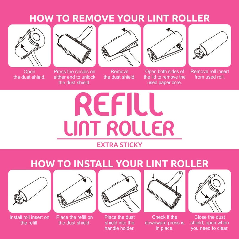 WBM Home Extra Sticky Lint Roller Refill Lint Remover for Pet Hair 60 Sheets Per Refill 120 Sheets Total 2 Pack - Image 4