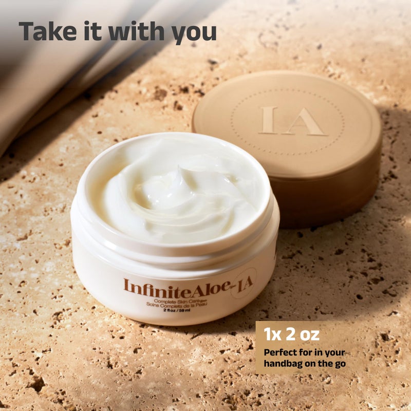 InfiniteAloe Complete Skin Care, Aloe Vera Powered Face and Body Cream for Dry Skin Relief, Fragrance Free - Small Jar 2 oz - Image 3
