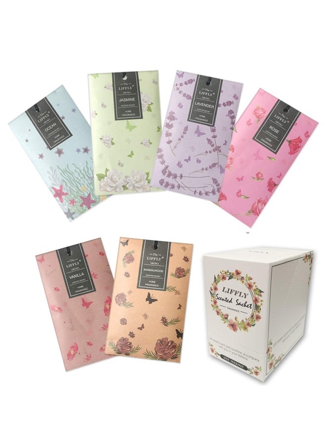 Liffly 14 Packs Scented Sachets For Drawers And Closets Lavender Rose Jasmine Ocean Vanilla Sandalwood 6 Scent 6 Different Scent - pzsku/Z07E0B65B9AAB3B4316ABZ/45/_/1720067110/837770ab-9cc4-480f-b990-3f893e7265a3