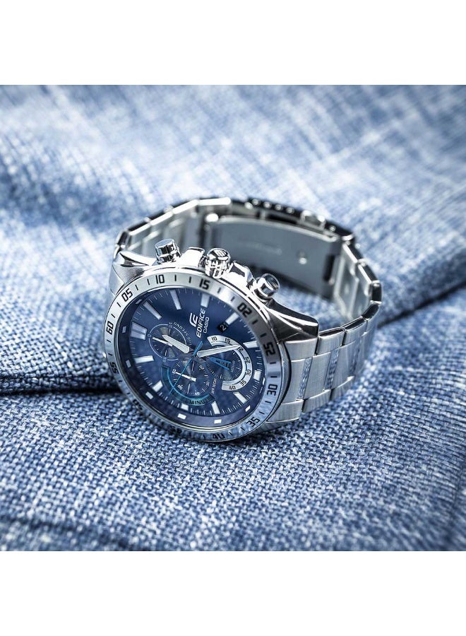 Casio Edifice EFV-620D-2AVUDF Men's Chronograph Watch, Blue Sunray Dial, Stainless Steel Band, 100M Water Resistant - Image 5