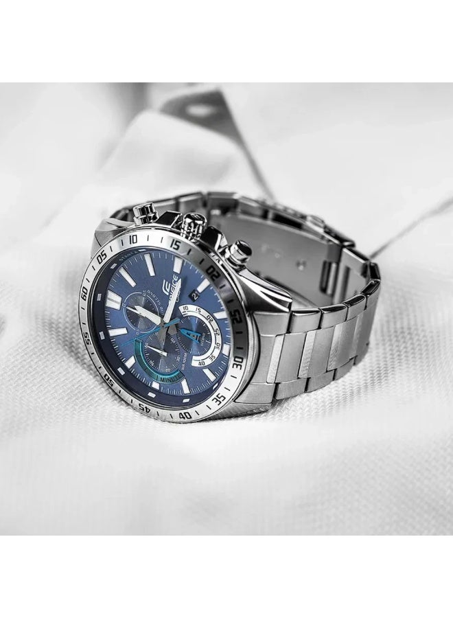 Casio Edifice EFV-620D-2AVUDF Men's Chronograph Watch, Blue Sunray Dial, Stainless Steel Band, 100M Water Resistant - Image 4