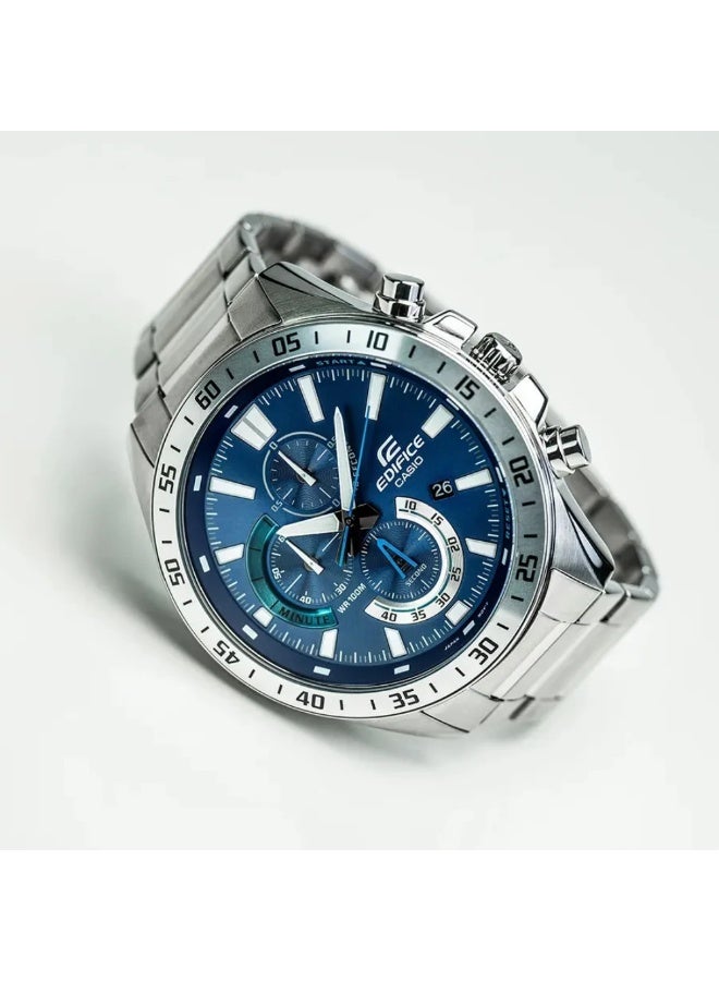 Casio Edifice EFV-620D-2AVUDF Men's Chronograph Watch, Blue Sunray Dial, Stainless Steel Band, 100M Water Resistant - Image 3