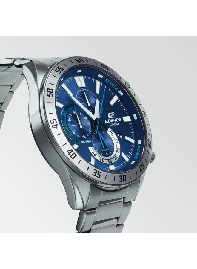 Casio Edifice EFV-620D-2AVUDF Men's Chronograph Watch, Blue Sunray Dial, Stainless Steel Band, 100M Water Resistant - Image 2