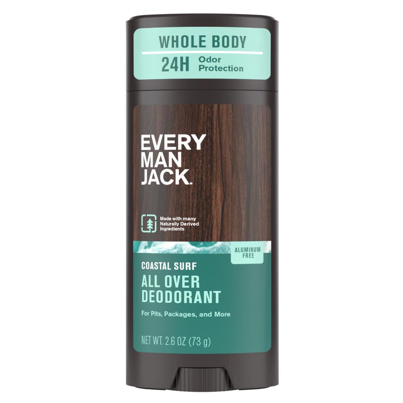 Every Man Jack All Over Deodorant - 24 Hour Whole Body Odor Protection - Aluminum Free - Coastal Surf Scent 2.6 oz (1 Pack) - Image 1