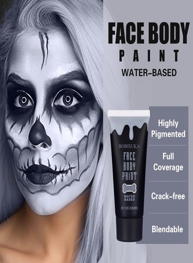 BOBISUKA Grey Face Body Paint, Water Based Face Painting for Art Theater Halloween Party Cosplay Clown SFX Makeup for Women Adults, Non-Toxic Washable - Image 4