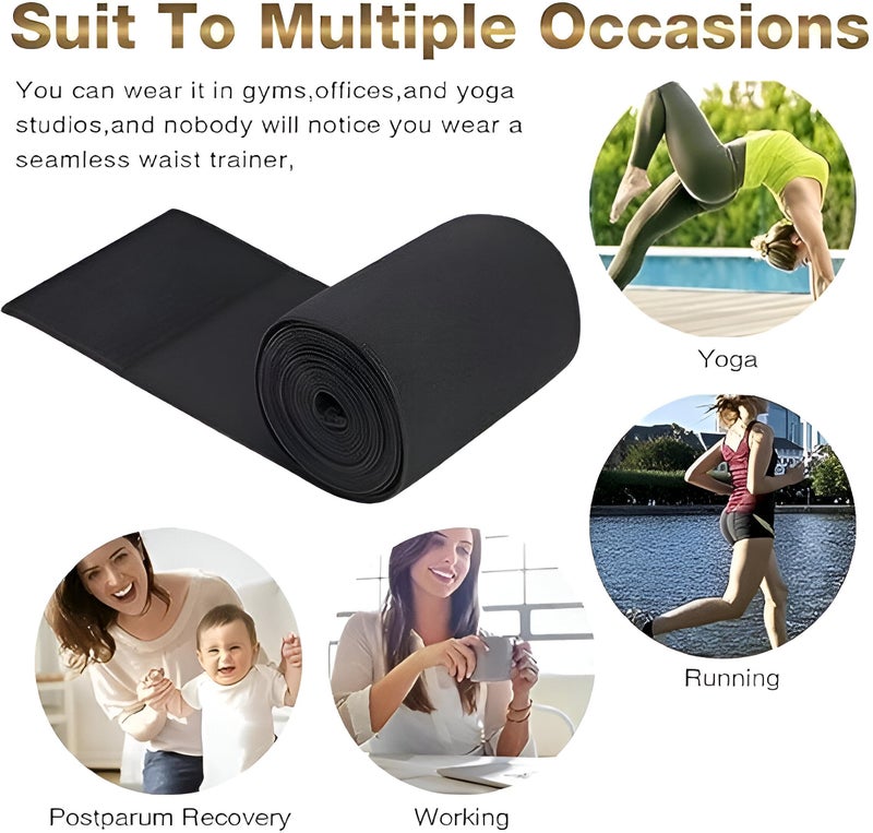 Recovery Abdominal Binder - Ultra-long 4-meter black wrap offering targeted compression for postpartum women seeking core stability and shape restoration. - Image 5