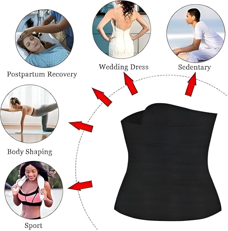 Recovery Abdominal Binder - Ultra-long 4-meter black wrap offering targeted compression for postpartum women seeking core stability and shape restoration. - Image 3