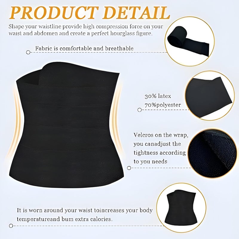 Recovery Abdominal Binder - Ultra-long 4-meter black wrap offering targeted compression for postpartum women seeking core stability and shape restoration. - Image 4