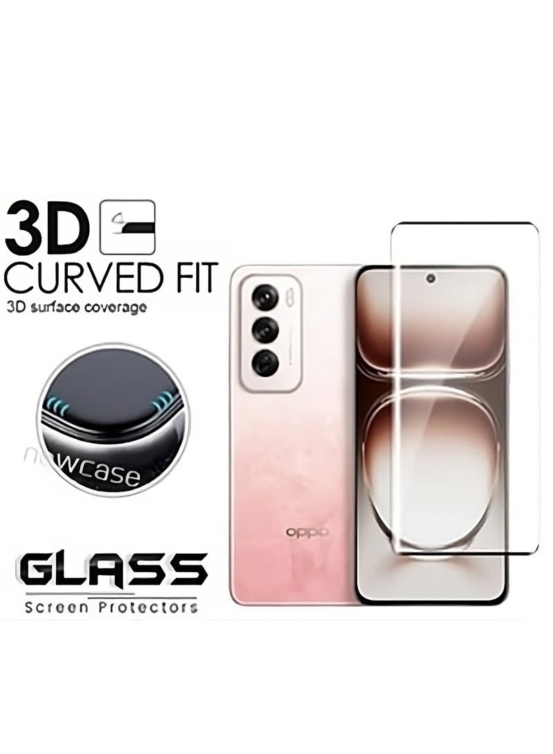 بورتوني OPPO Reno 12 زجاج مقسى كامل الغراء من الحافة إلى الحافة زجاج مضاد للكسر 9H صلابة مقاومة للخدش واقي شاشة متوافق مع OPPO Reno 12 5G - Image 3