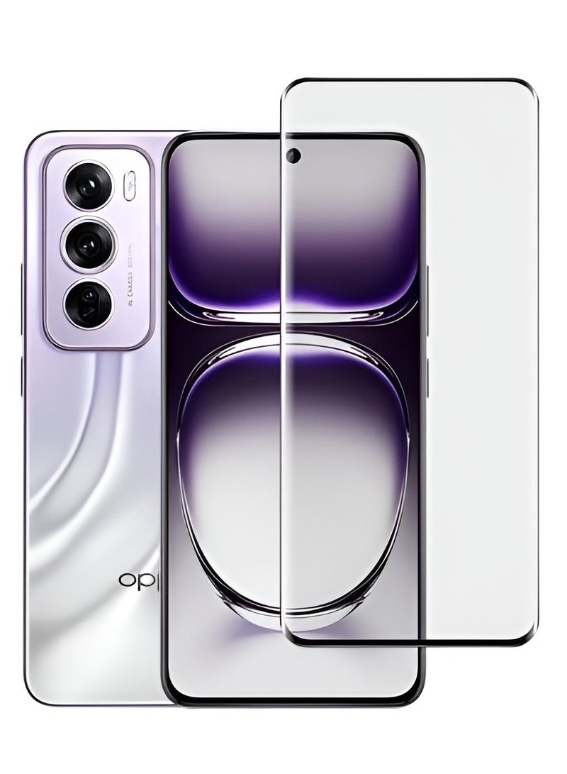 بورتوني OPPO Reno 12 زجاج مقسى كامل الغراء من الحافة إلى الحافة زجاج مضاد للكسر 9H صلابة مقاومة للخدش واقي شاشة متوافق مع OPPO Reno 12 5G - Image 4