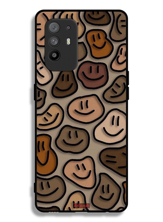 Tolwak Oppo A95 5G Protective Case Cover Smiley Faces Art - Image 2