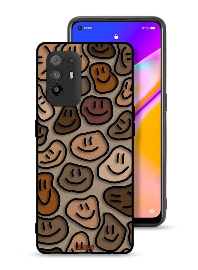 Tolwak Oppo A95 5G Protective Case Cover Smiley Faces Art - Image 1