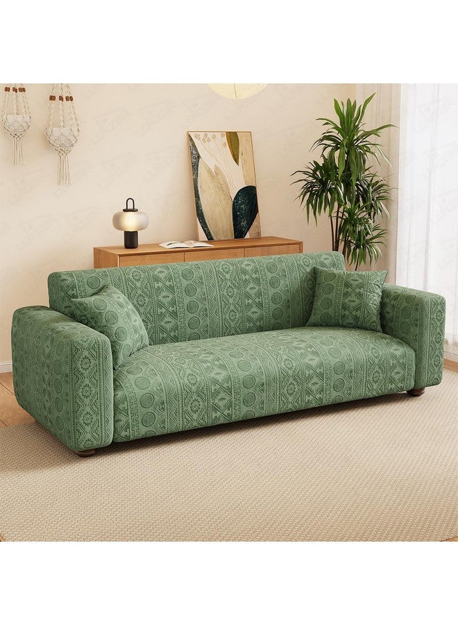 Lukzer 1 Seater Pastel Green Tribal Pattern Sofa Cover | 240 GSM Universal Stretch Fit Jacquard Fabric Couch Protector | Fully Covered Anti Slip & Washable Sofa Cover (90-140cm/SC-071-01) - Image 1