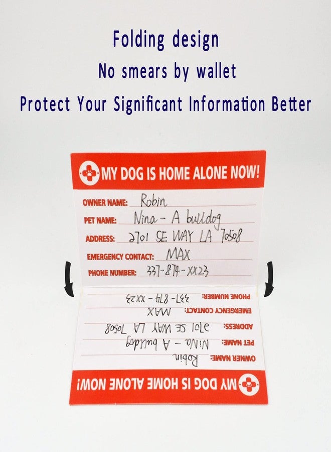 Clocean My Dogs are Home Alone Alert Key Tag Keychain Emergency Contact Wallet Card Folded - 2 Writable Back Sides (Dog Emergency Wallet Card & Tag)… - Image 5