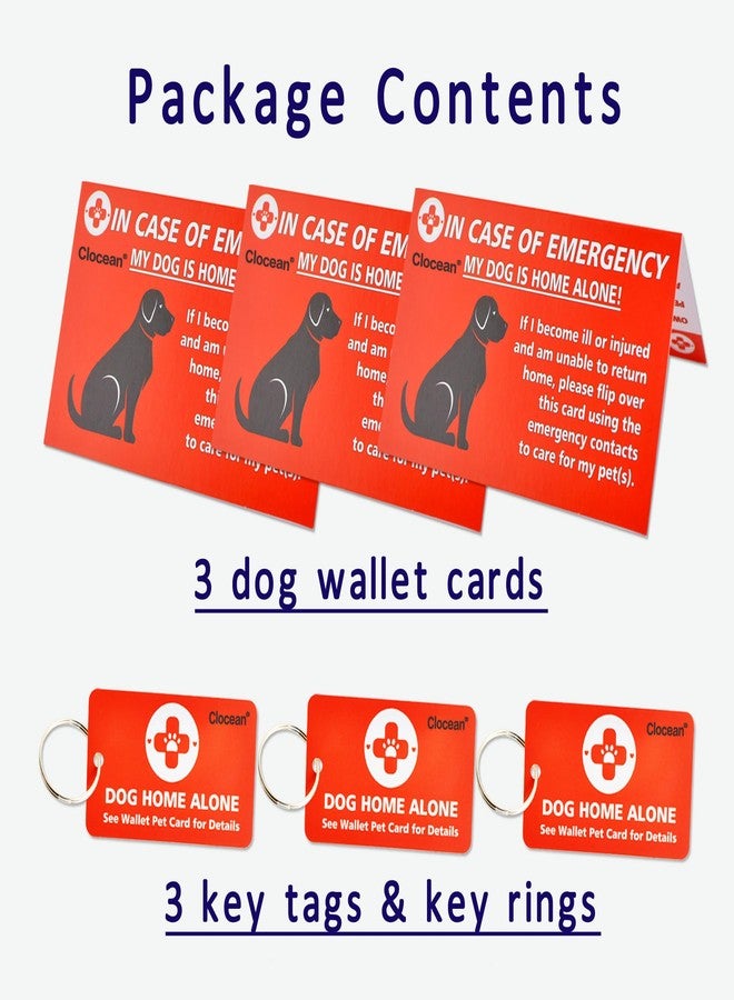 Clocean My Dogs are Home Alone Alert Key Tag Keychain Emergency Contact Wallet Card Folded - 2 Writable Back Sides (Dog Emergency Wallet Card & Tag)… - Image 4