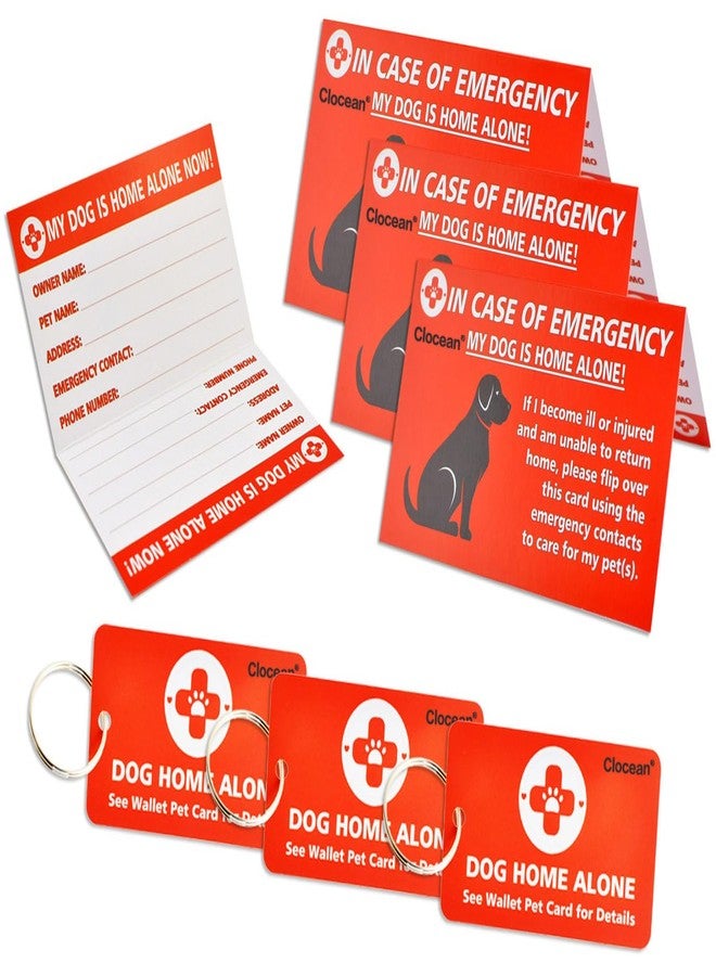Clocean My Dogs are Home Alone Alert Key Tag Keychain Emergency Contact Wallet Card Folded - 2 Writable Back Sides (Dog Emergency Wallet Card & Tag)… - Image 1