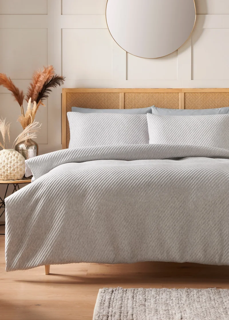 ماتلان Grey Ribbed Duvet Set