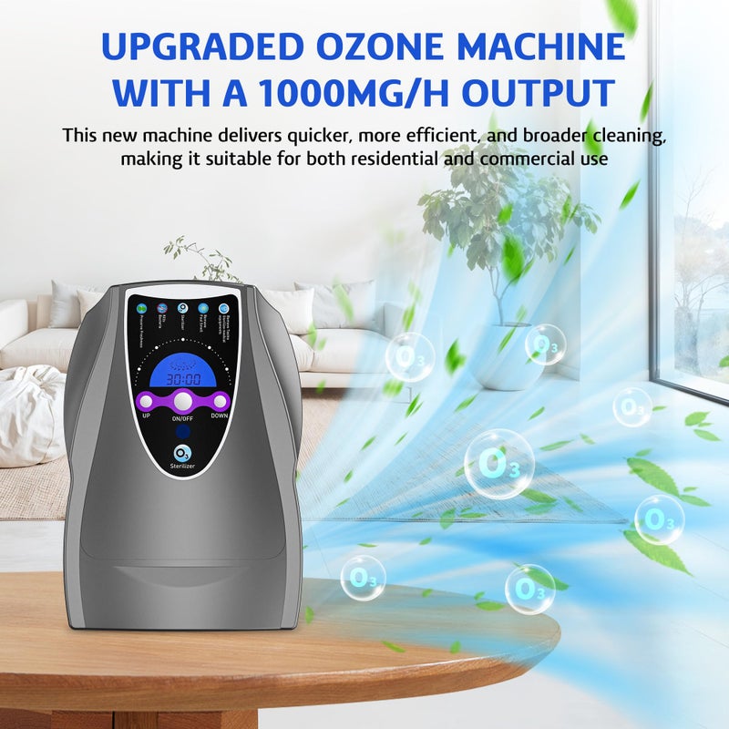 VTAR Ozone Machine, 1000mg/h Multipurpose Ozone Machine for Air, Water, Fruits, Vegetables Cleaner Device in Water - Dark Gray - Image 3