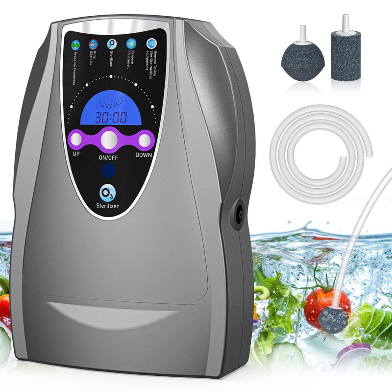 VTAR Ozone Machine, 1000mg/h Multipurpose Ozone Machine for Air, Water, Fruits, Vegetables Cleaner Device in Water - Dark Gray - Image 1
