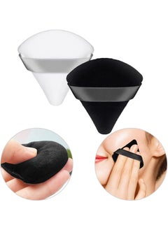 Beyond Basics Beyond Basics Triangle Beauty Blender Powder Puff Soft Cotton Makeup Sponge Reusable Face Powder Sponges with Strap for Loose Powder Black and white (2pack).  - Image 1