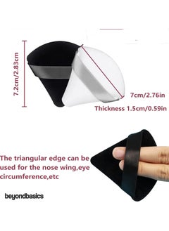 Beyond Basics Beyond Basics Triangle Beauty Blender Powder Puff Soft Cotton Makeup Sponge Reusable Face Powder Sponges with Strap for Loose Powder Black and white (2pack).  - Image 2