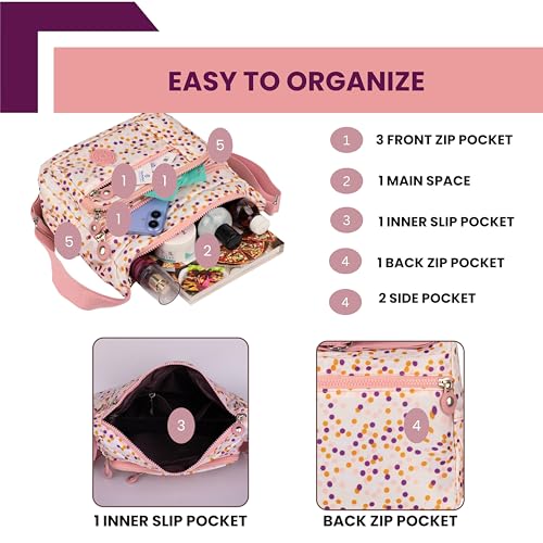 MISTYCDEP Crossbody Bags for Women, Girls - Stylish Shoulder Sling Bag with Adjustable Strap, Travel Casual Messenger Purse (Pink Dot) - Image 3