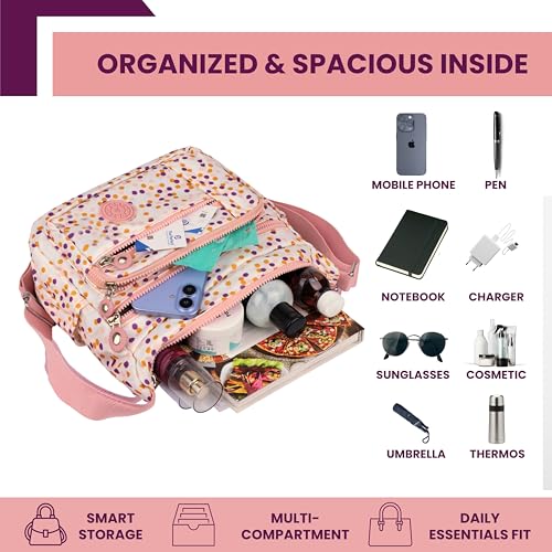 MISTYCDEP Crossbody Bags for Women, Girls - Stylish Shoulder Sling Bag with Adjustable Strap, Travel Casual Messenger Purse (Pink Dot) - Image 4