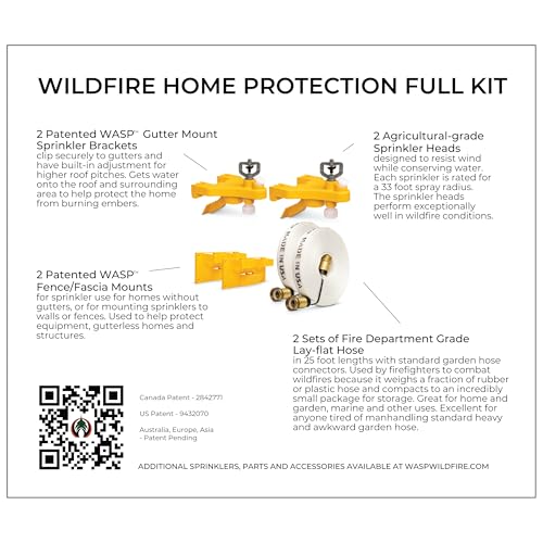 WASP Wildfire Protection Full Kit - 2 Roof Sprinklers with Gutter, Wall, or Fence Mounting, & 50 Feet of Hose - Soaks Rooftop and Surrounding Area for Outdoor Fire Protection - Image 3