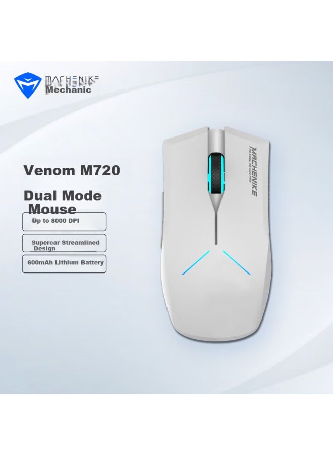 MACHENIKE Machenike (machenike) M720 Wireless Gaming Mouse Wired E-sports Computer Notebook Mouse Office Mechanical Mouse Charging Dual Mode 8000dpi - White  - Image 1