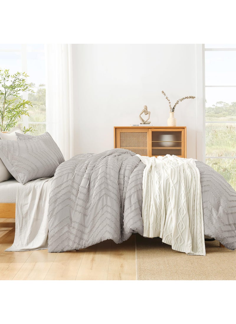 Litanika Litanika Comforter Oversized King Size Set Linen  3 Pieces Chevron Tufted Solid Bedding Comforter Sets  Fluffy Bed Set  - Image 5