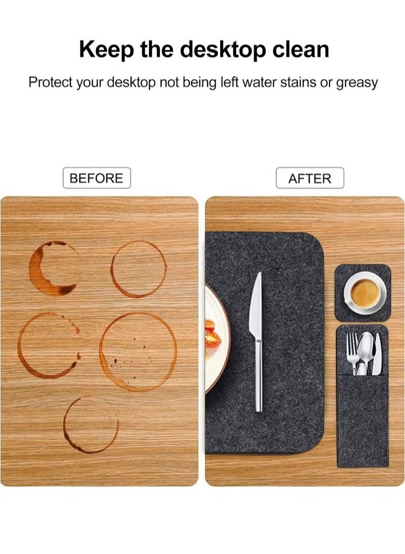 MIXDE 24 Pcs Felt Placemats for Dining Table Non-Slip and Heat-Resistant Dark Gray  - Image 3