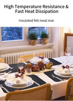 MIXDE 24 Pcs Felt Placemats for Dining Table Non-Slip and Heat-Resistant Dark Gray  - Image 4