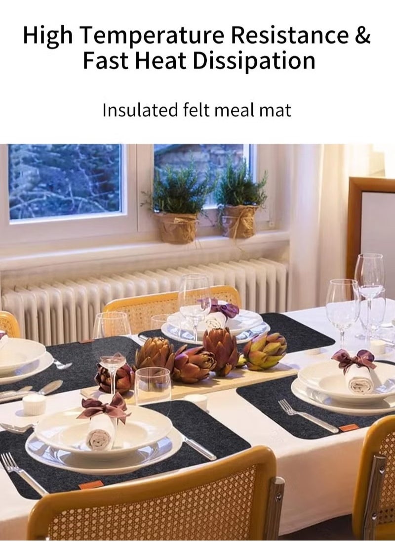 MIXDE 24 Pcs Felt Placemats for Dining Table Non-Slip and Heat-Resistant Dark Gray  - Image 4