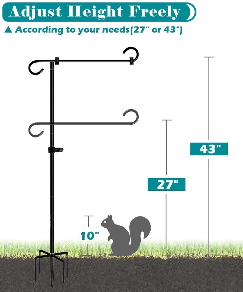 Koutemie 49 Inch Extra Tall Garden Flag Stand Holder Pole with 5 Prong Bases for 12 x 18 Outside Fall Yard Flags DÃ©cor, Matte Black - Image 4