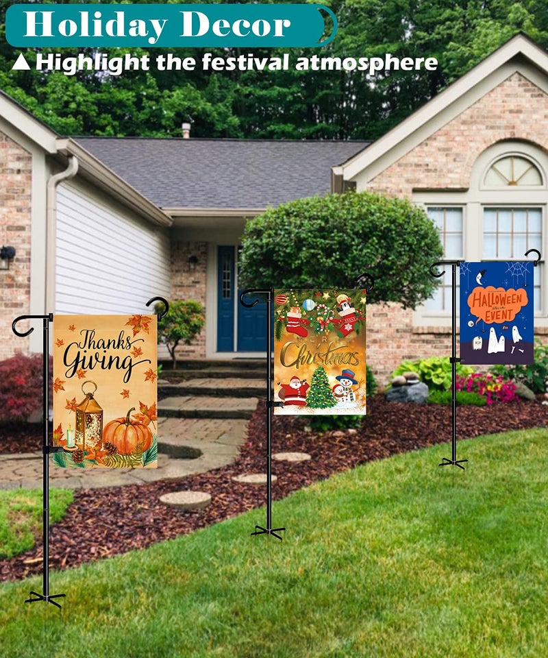 Koutemie 49 Inch Extra Tall Garden Flag Stand Holder Pole with 5 Prong Bases for 12 x 18 Outside Fall Yard Flags DÃ©cor, Matte Black - Image 5