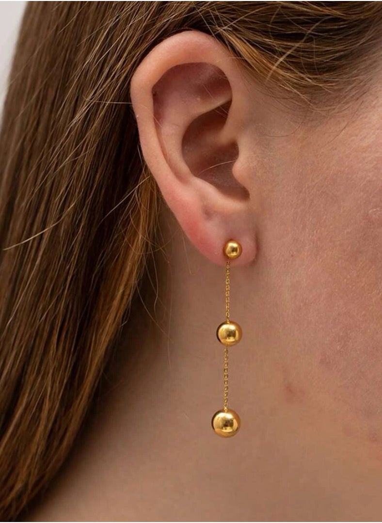 Dangle Charms - Luxury & Elegant Stainless Steel Gold Plated Earrings For Women - Image 1