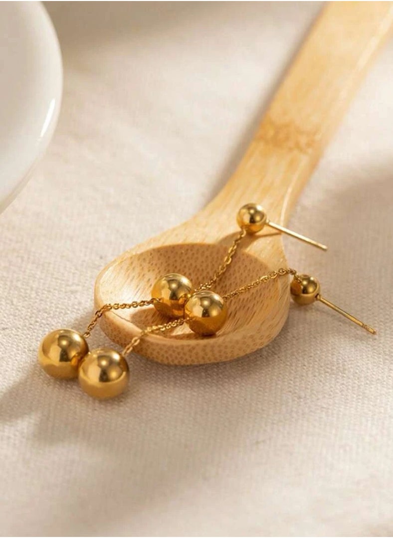 Dangle Charms - Luxury & Elegant Stainless Steel Gold Plated Earrings For Women - Image 1