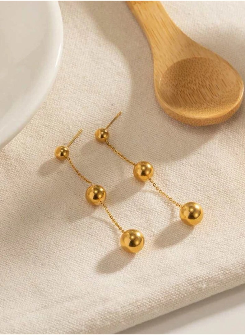 Dangle Charms - Luxury & Elegant Stainless Steel Gold Plated Earrings For Women - Image 1
