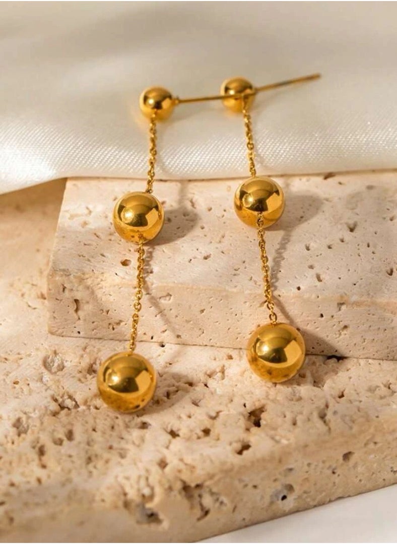 Dangle Charms - Luxury & Elegant Stainless Steel Gold Plated Earrings For Women - Image 1
