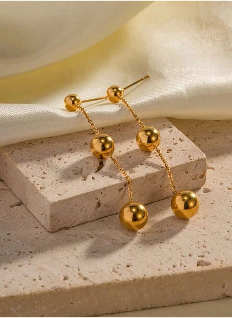 Dangle Charms - Luxury & Elegant Stainless Steel Gold Plated Earrings For Women - Image 1